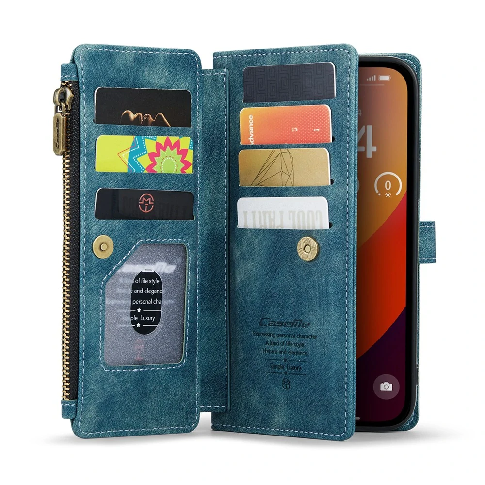 Pouzdro pro iPhone 16 Pro Max CASEME Luxury Double Layer modré