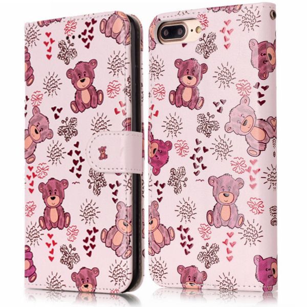 Pouzdro na iPhone 7 Plus / 8 Plus Medvídek růžové