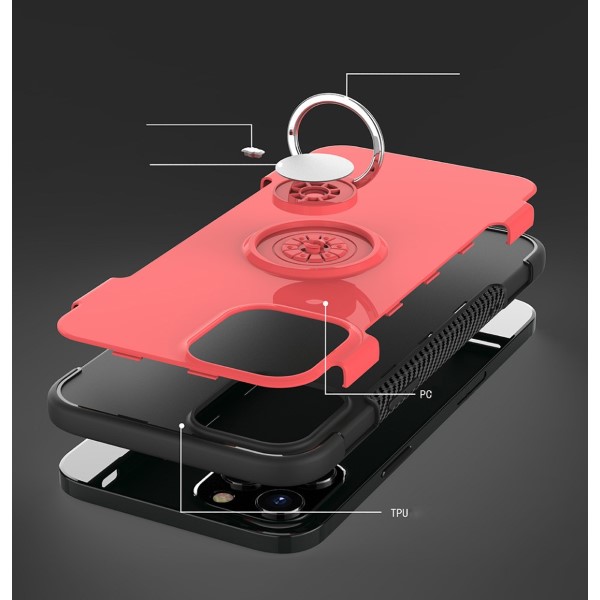 Kryt na iPhone 12 / 12 Pro odolný Magnetic finger červený