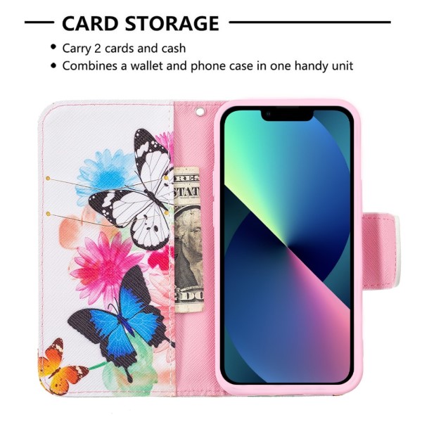 Pouzdro pro iPhone 13 Motýl bílé