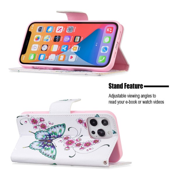 Pouzdro pro iPhone 13 Pro Motýl bílé