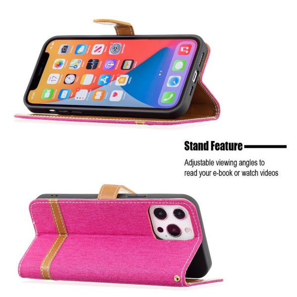 Pouzdro pro iPhone 13 Pro Jeans růžové