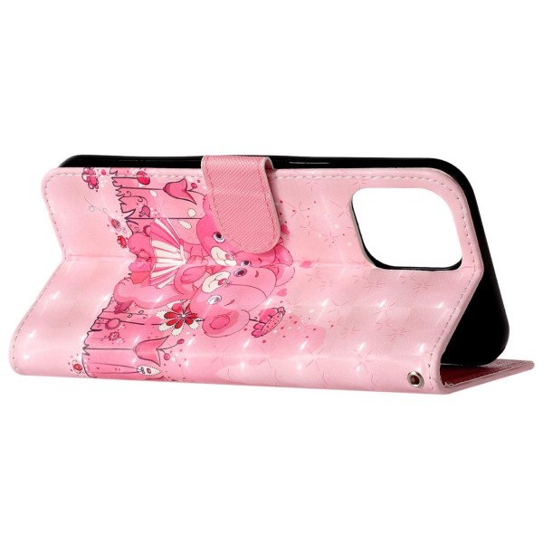 Pouzdro pro iPhone 14 Pro Medvídek růžové