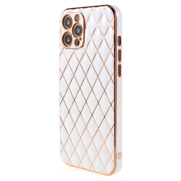 Kryt na iPhone 14 Pro Luxury rhombus bílý