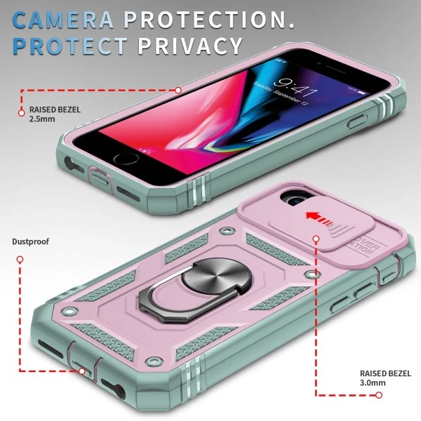 Kryt na iPhone 7 / 8 / SE 2020 / SE 2022 odolný s krytkou na fotoaparát růžový