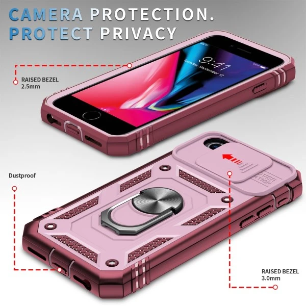 Kryt na iPhone 7 / 8 / SE 2020 / SE 2022 odolný s krytkou na fotoaparát vínový