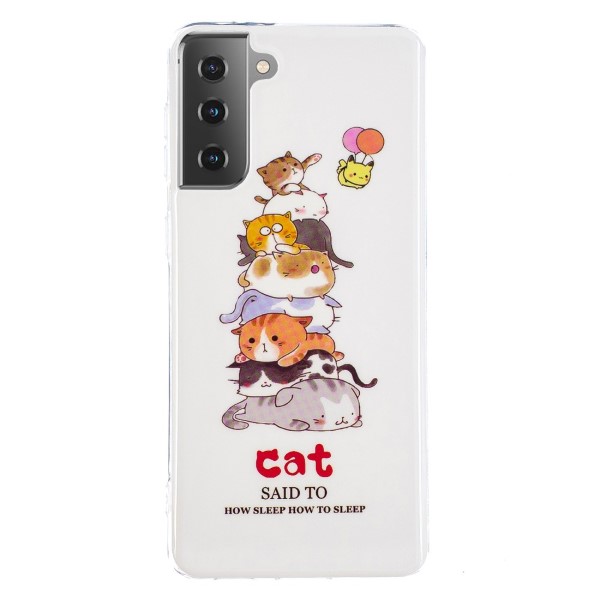Kryt na Samsung Galaxy S21 svítící Kočky