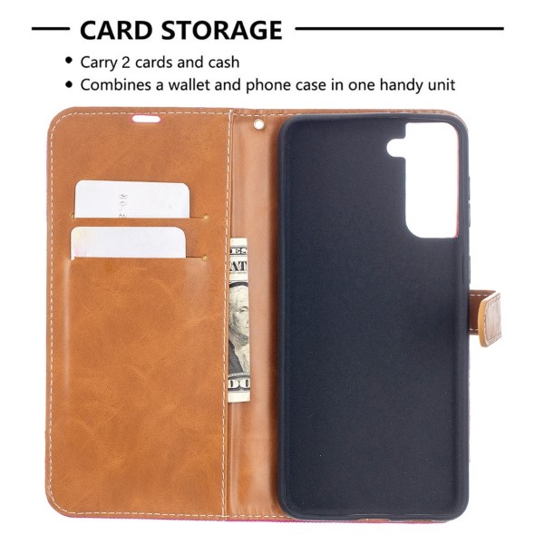 Pouzdro na Samsung Galaxy S21 Plus Jeans růžové