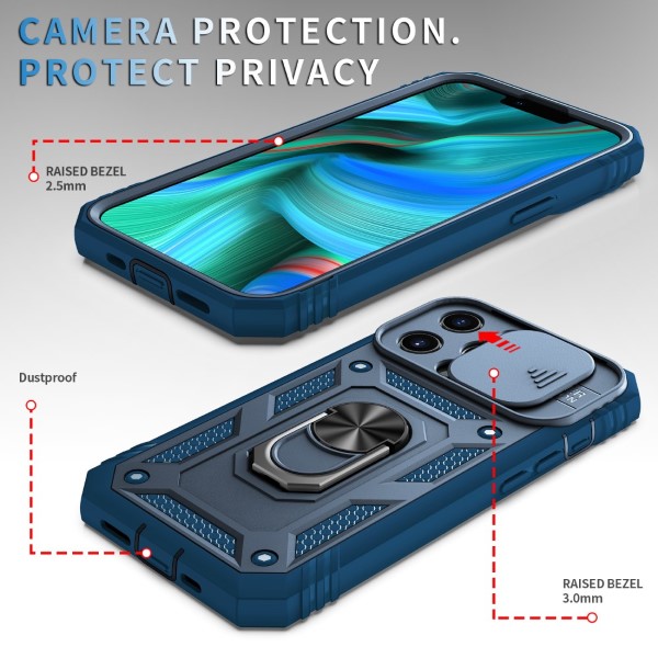 Kryt na iPhone 13 Pro Max odolný s krytkou na fotoaparát tmavě modrý