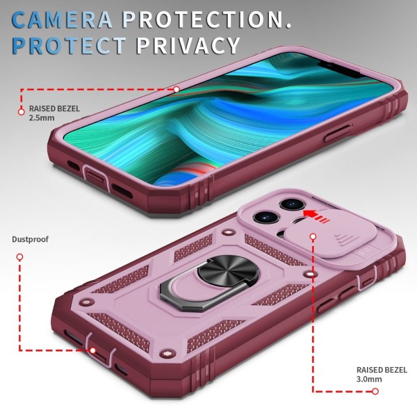 Kryt na iPhone 13 Pro Max odolný s krytkou na fotoaparát vínový