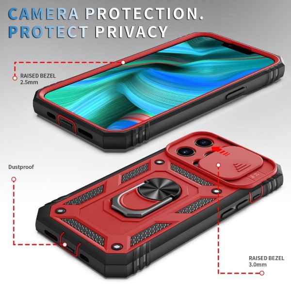 Kryt na iPhone 13 Pro Max odolný s krytkou na fotoaparát červený