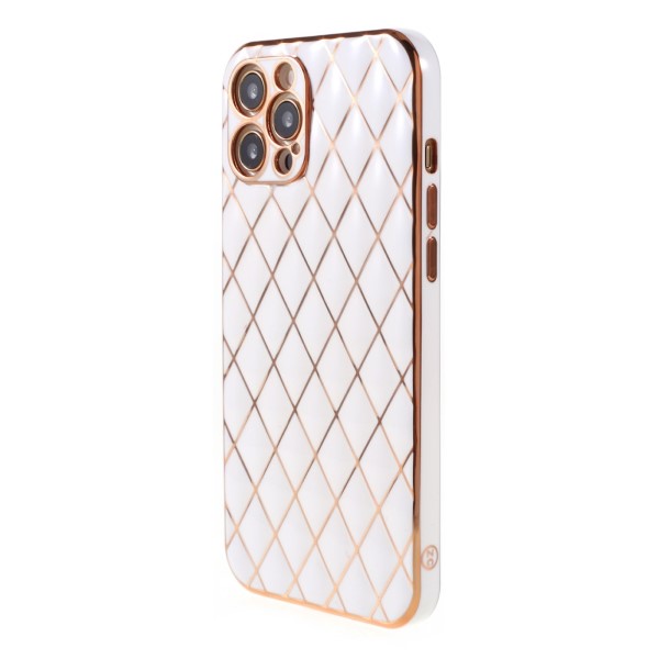 Kryt na iPhone 13 Pro Max Electroplated rhombus bílý