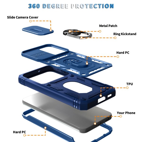 Kryt na Samsung Galaxy S23 odolný s krytkou na fotoaparát tmavě modrý