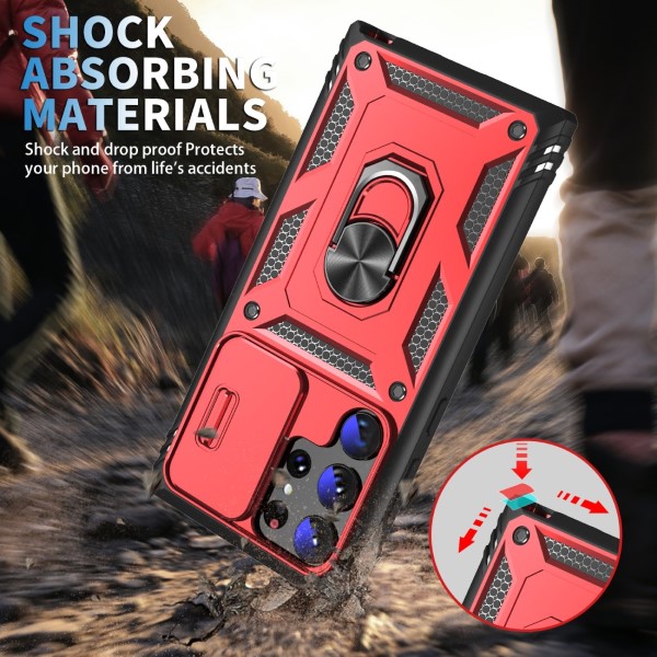 Kryt na Samsung Galaxy S23 Ultra odolný s krytkou na fotoaparát červený