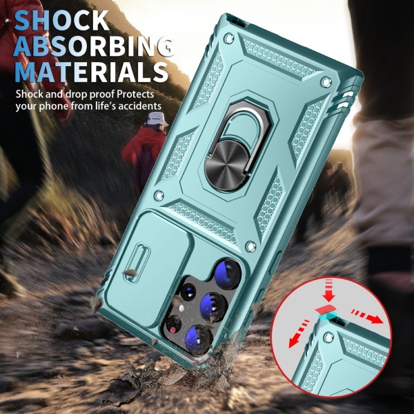 Kryt na Samsung Galaxy S23 Ultra odolný s krytkou na fotoaparát světle modrý