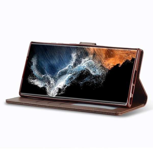 Pouzdro na Samsung Galaxy S23 Ultra LC.IMEEKE hnědé