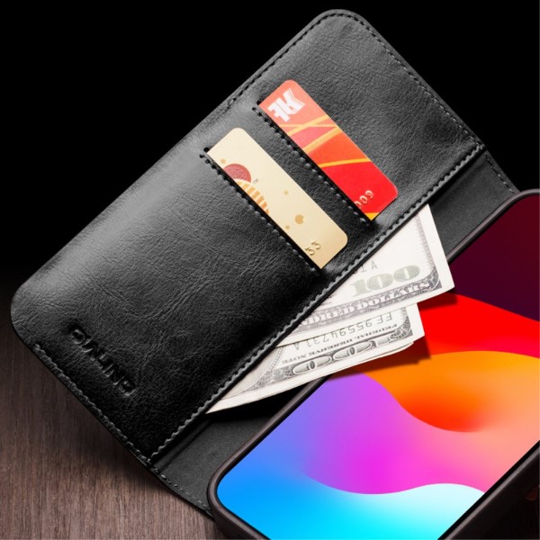 Pouzdro QIALINO na iPhone 15 Pro Max Kožené černé