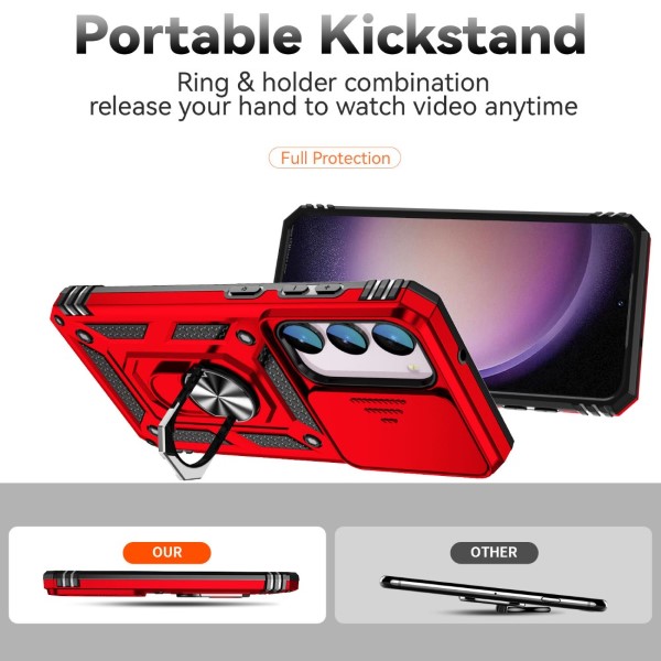 Kryt na Samsung Galaxy S23 FE odolný s krytkou na fotoaparát červený