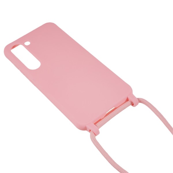 Kryt na Samsung Galaxy S23+ gumový se šňůrkou na krk růžový