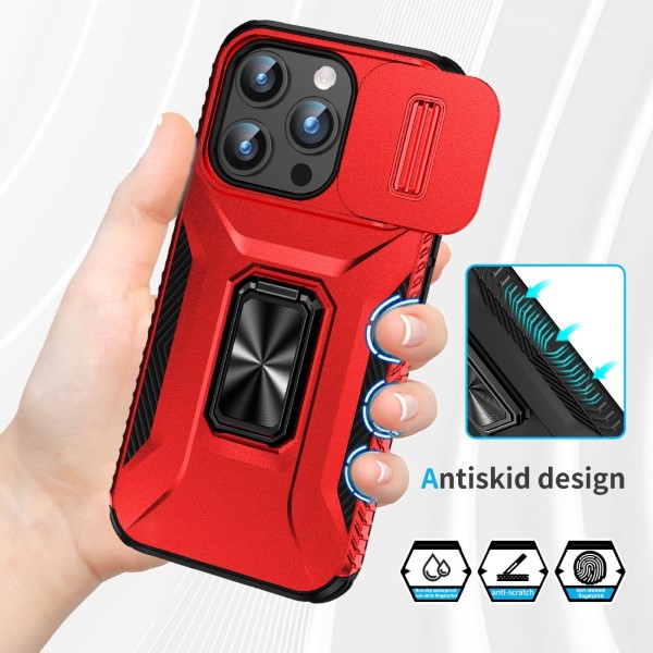 Kryt na iPhone 15 Pro odolný s krytkou na fotoaparát červený