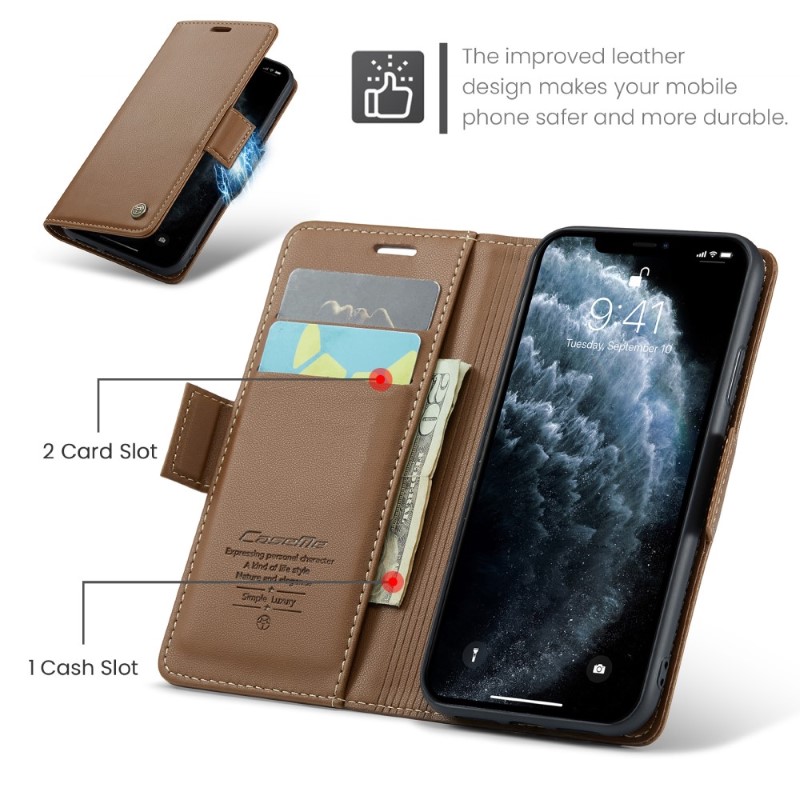 Pouzdro pro iPhone 11 Pro CASEME smooth hnědé