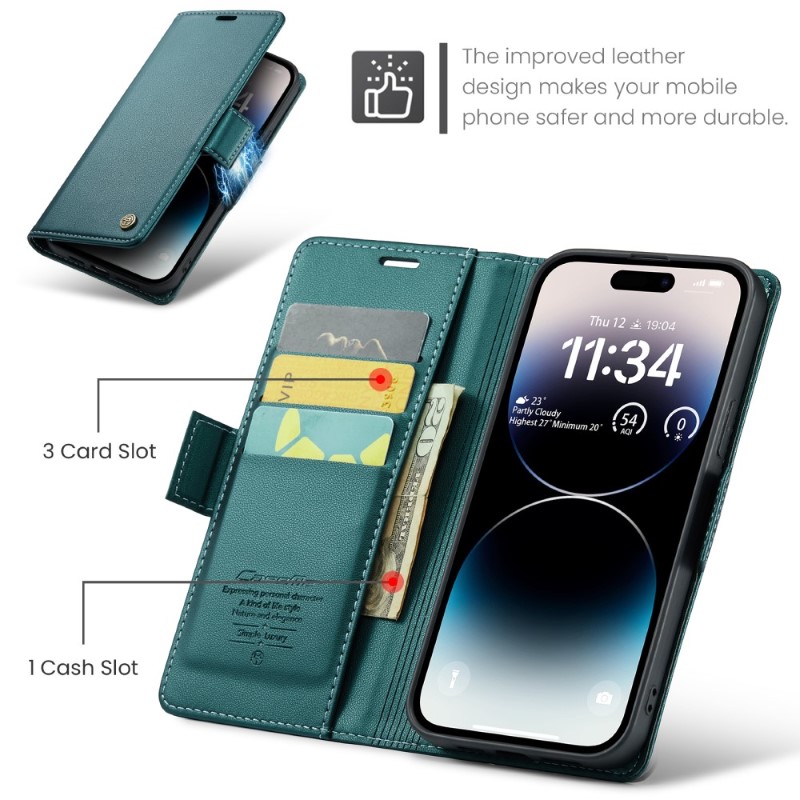Pouzdro na iPhone 15 Pro Max CASEME Smooth zelené