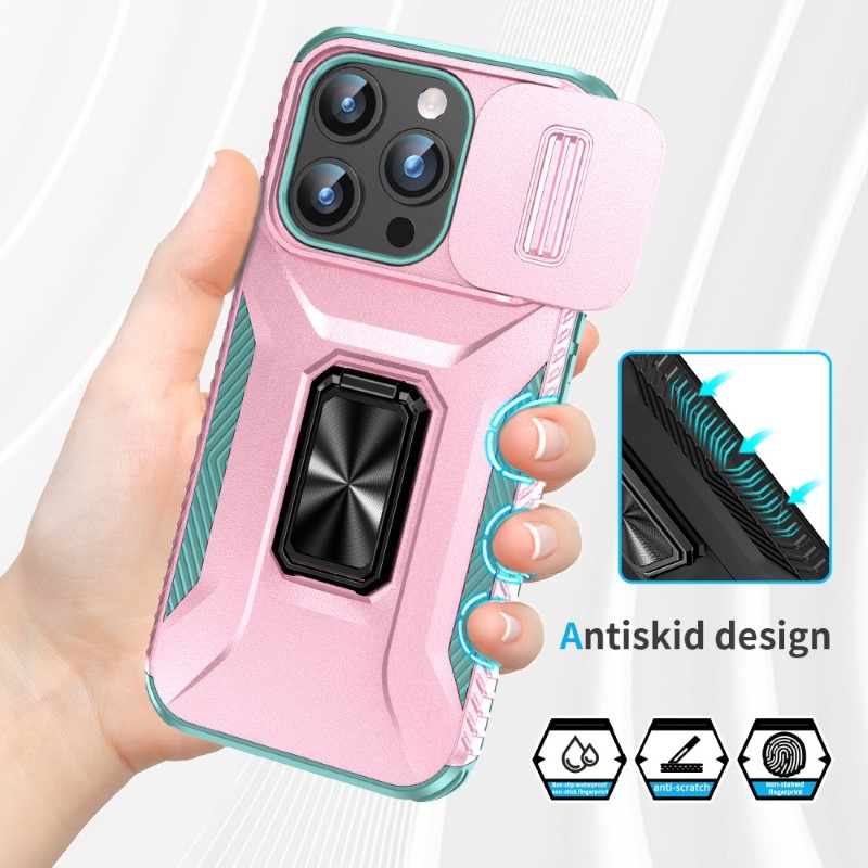 Kryt na iPhone 15 Pro Max odolný s krytkou na fotoaparát růžový