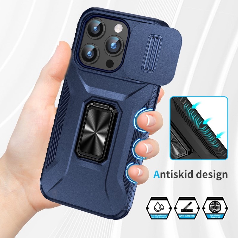 Kryt na iPhone 15 Pro Max odolný s krytkou na fotoaparát tmavě modrý