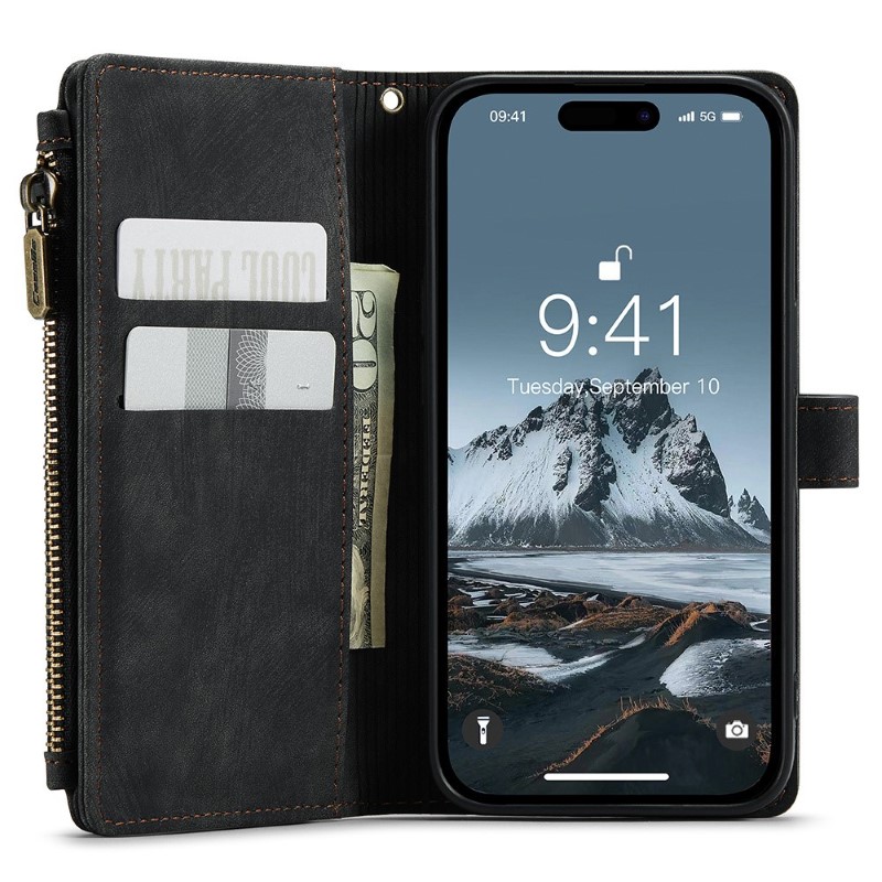 Pouzdro pro iPhone 15 Pro Max CASEME Luxury Double Layer černé