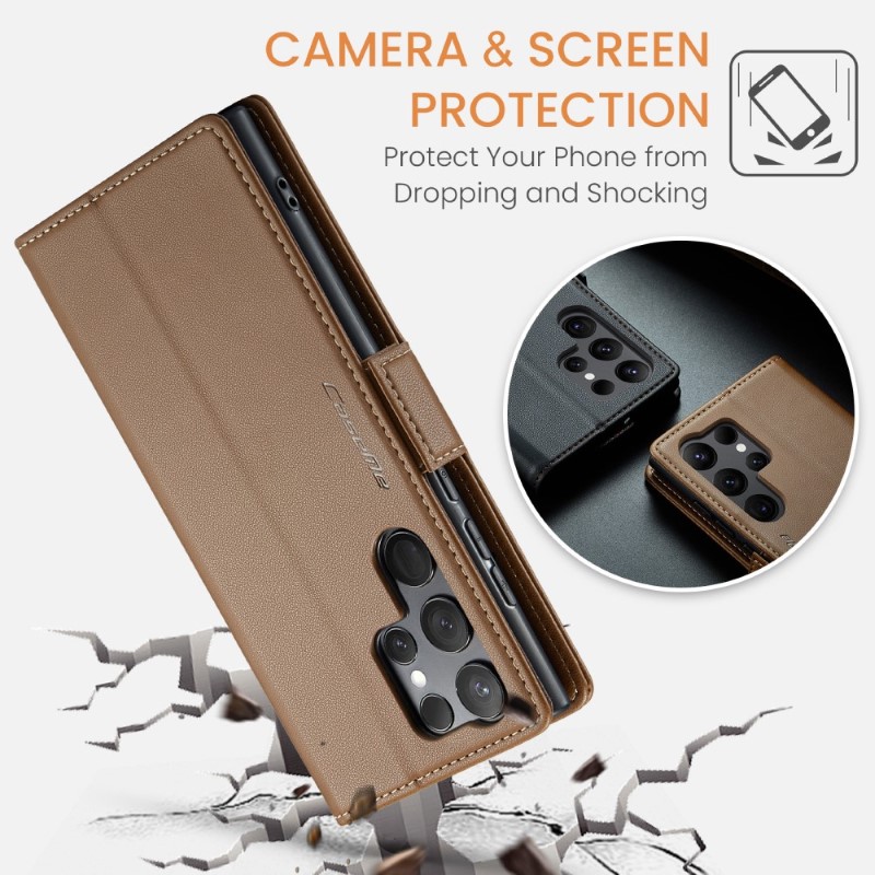 Pouzdro na Samsung Galaxy S24 Ultra CASEME smooth hnědé
