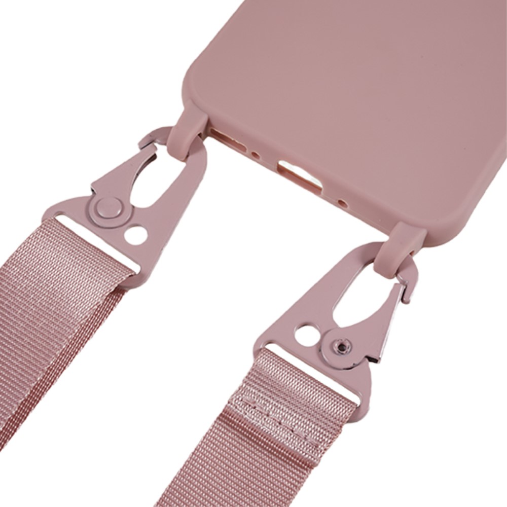 Kryt na Samsung Galaxy S24 gumový se šňůrkou na krk starorůžový