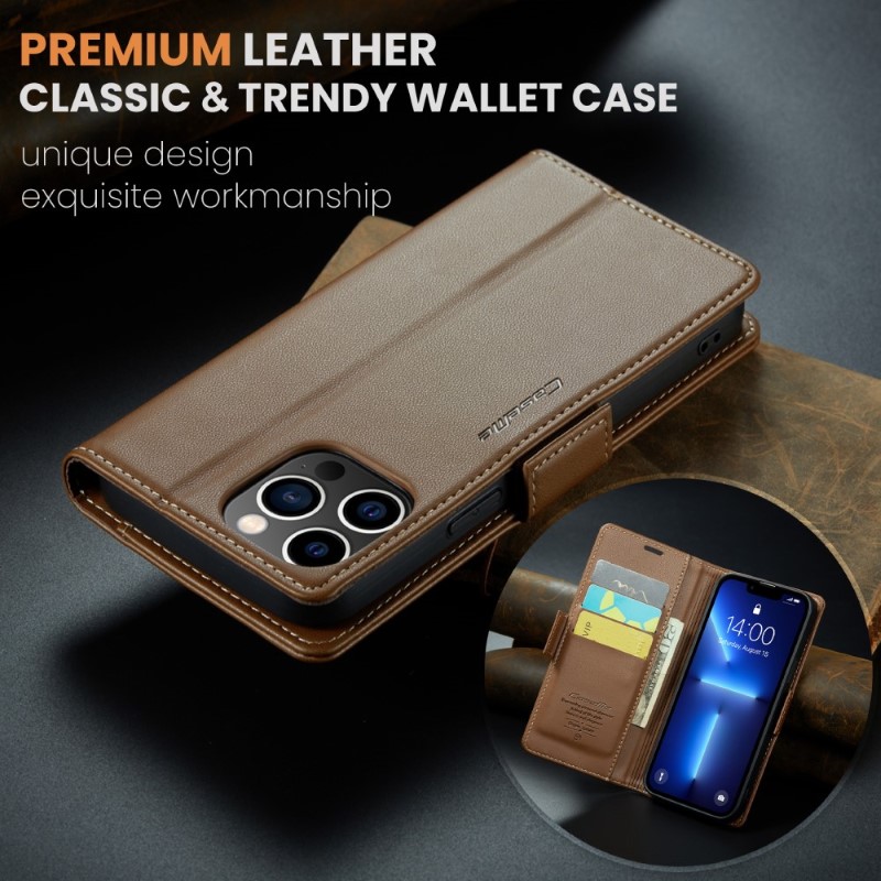 Pouzdro na iPhone 13 Pro CASEME smooth hnědé