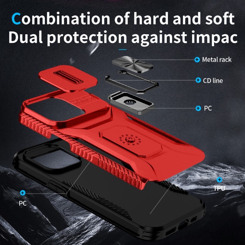 Kryt na iPhone 13 Pro odolný s krytkou na fotoaparát červený