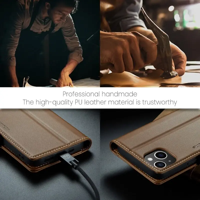 Pouzdro na iPhone 14 Pro CASEME Smooth hnědé