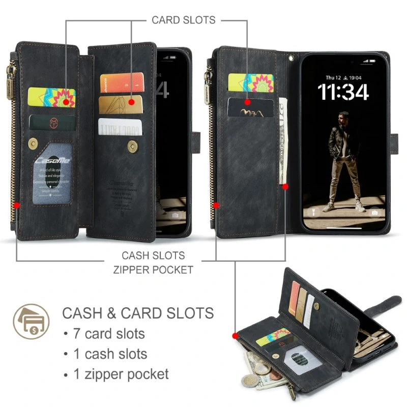 Pouzdro pro iPhone 16 CASEME Luxury Double Layer černé