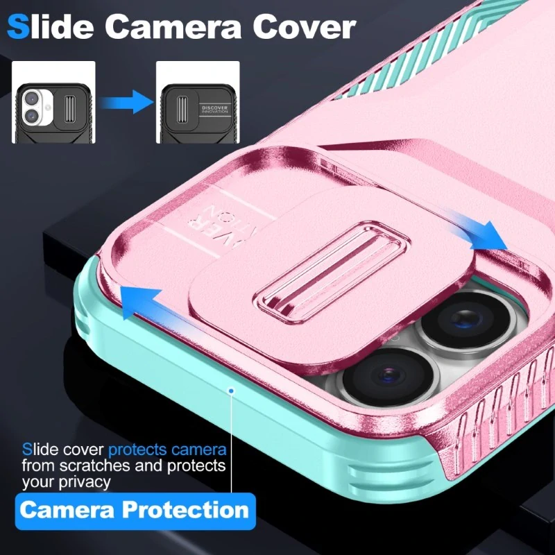 Kryt na iPhone 16 s krytkou na fotoaparát růžový