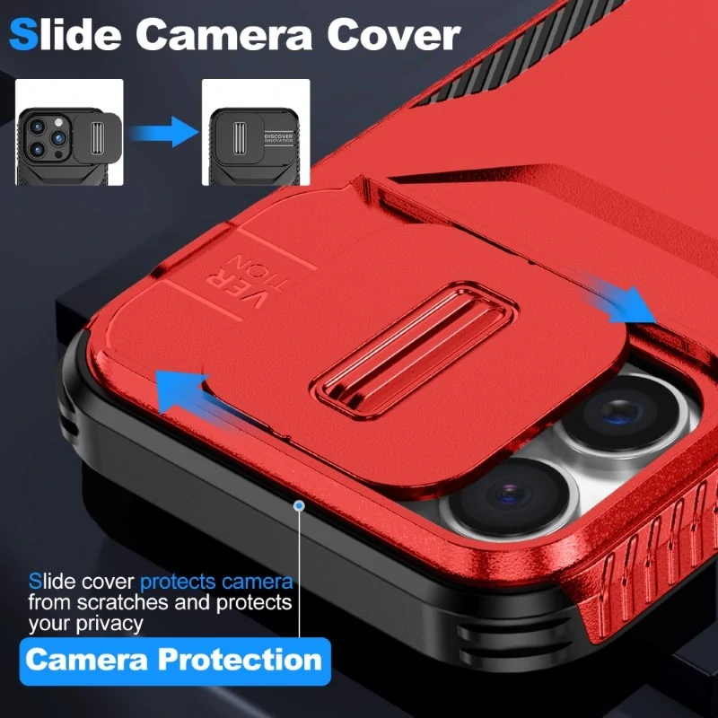 Kryt na iPhone 16 Pro s krytkou na fotoaparát červený