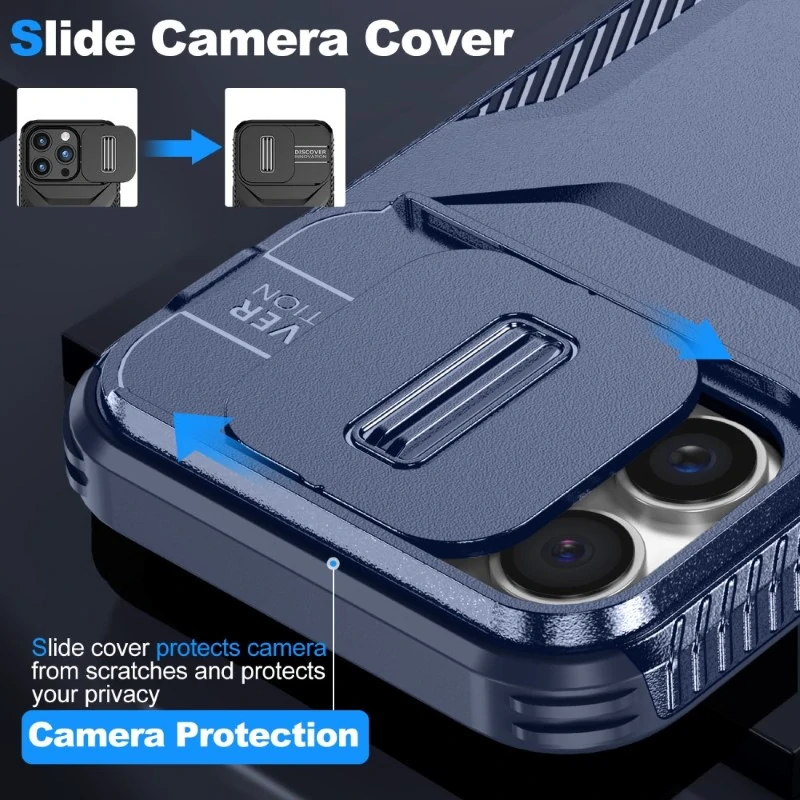 Kryt na iPhone 16 Pro s krytkou na fotoaparát tmavě modrý