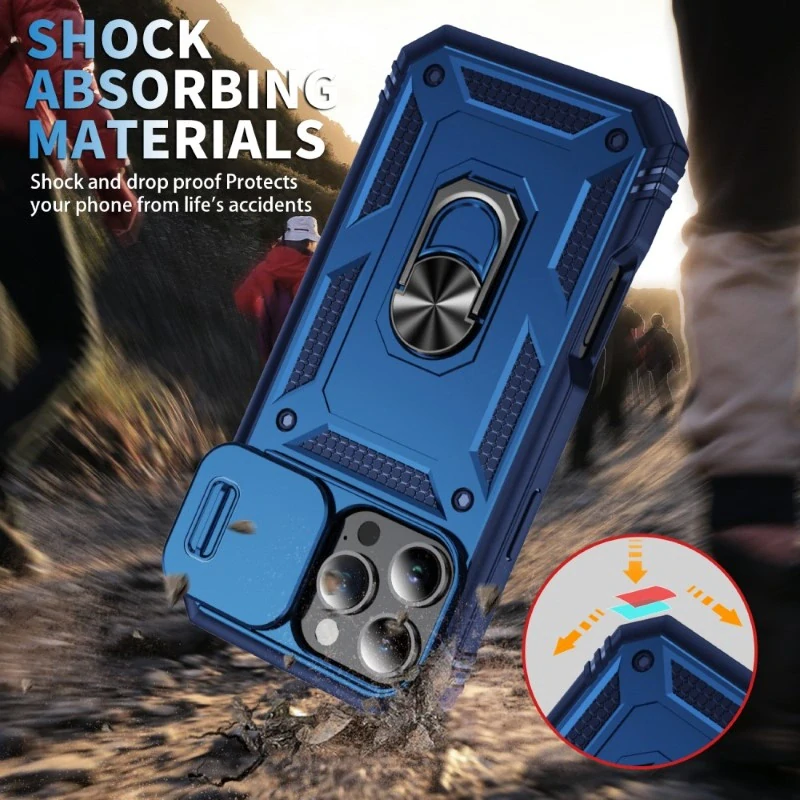 Kryt na iPhone 16 Pro Max odolný s krytkou na fotoaparát tmavě modrý