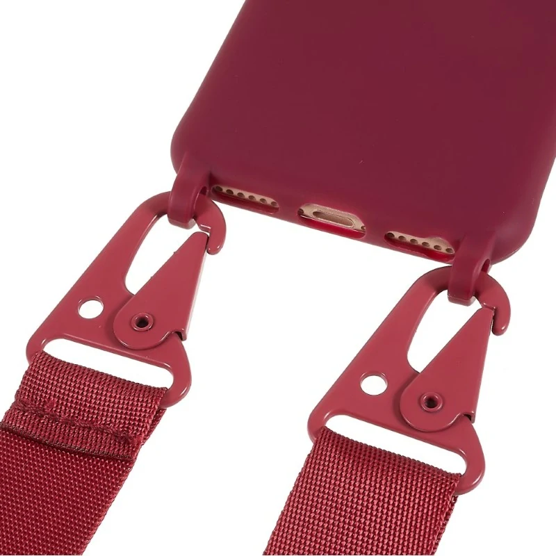 Kryt na iPhone 7 / 8 / SE ( 2020 / 2022 ) gumový se šňůrkou na krk vínový