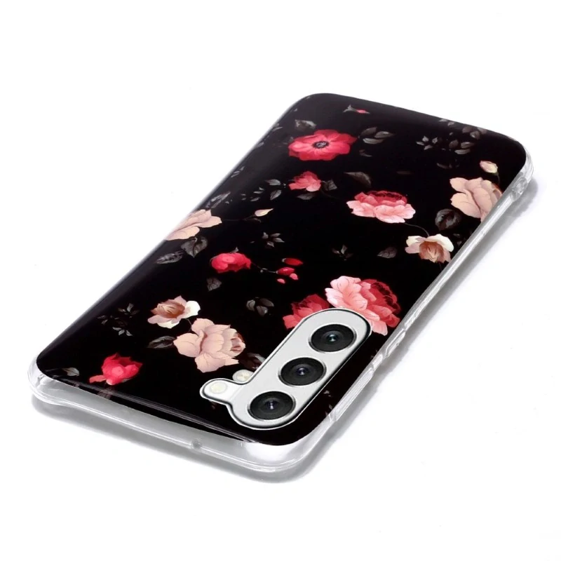 Kryt na Samsung Galaxy S23 svítící Kytky černý