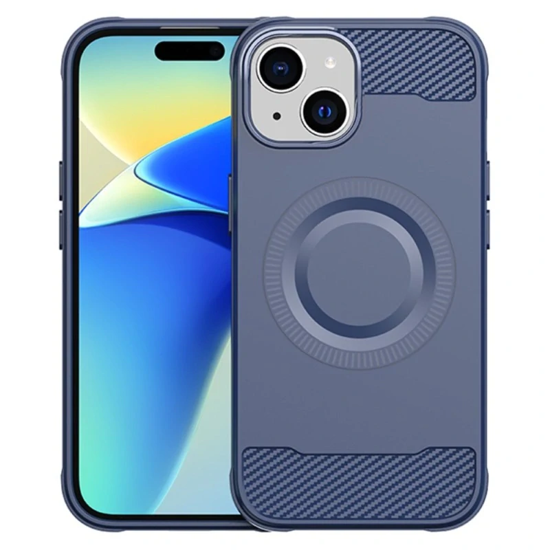 Kryt na iPhone 15 gumový (podpora MagSafe) modrý