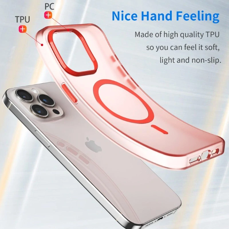 Kryt na iPhone 15 Pro gumový Candy (podpora MagSafe) červený