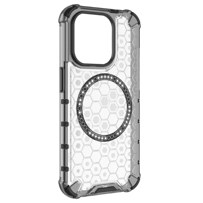 Kryt na iPhone 15 Pro odolný Honeycomb s podporou Magsafe čirý