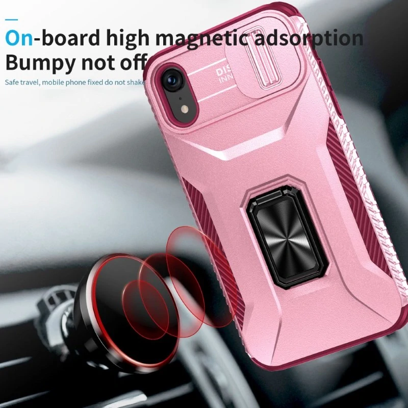 Kryt na iPhone Xr odolný s krytkou na fotoaparát vínový