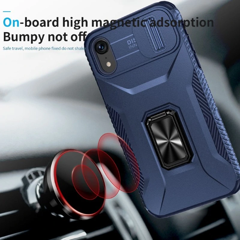 Kryt na iPhone Xr odolný s krytkou na fotoaparát tmavě modrý