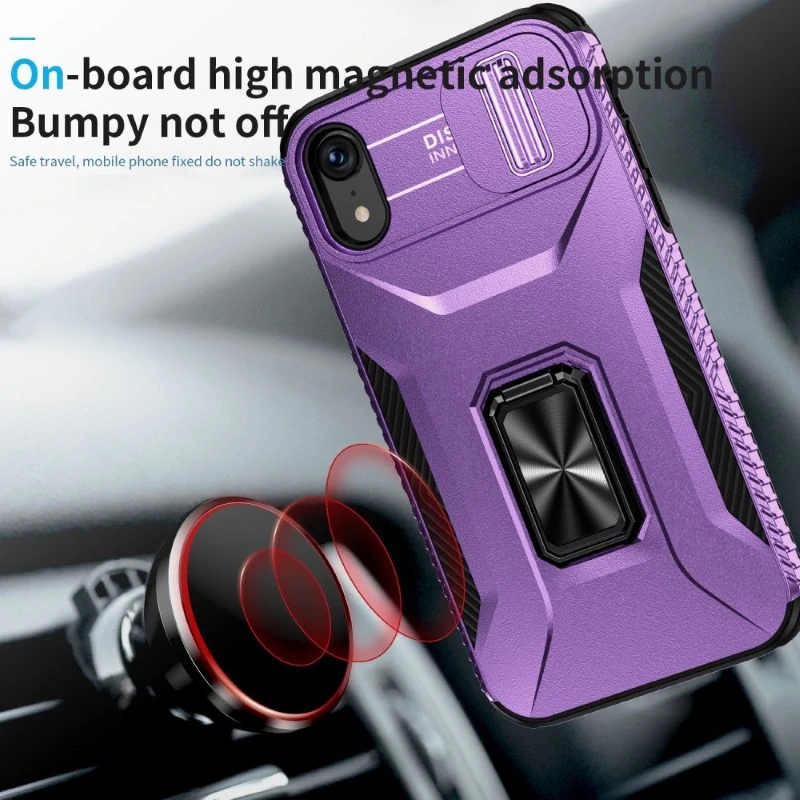 Kryt na iPhone Xr odolný s krytkou na fotoaparát fialový