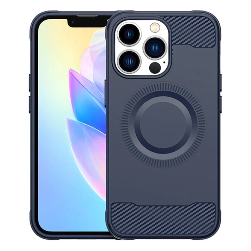 Kryt na iPhone 13 Pro gumový (podpora MagSafe) modrý