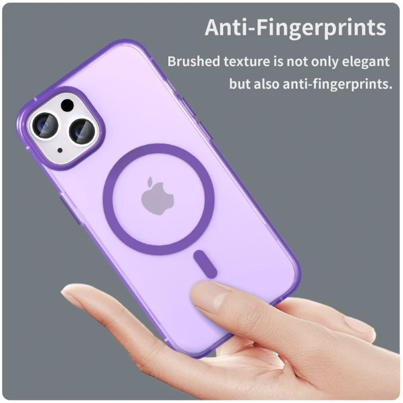 Kryt na iPhone 14 gumový Candy (podpora MagSafe) fialový