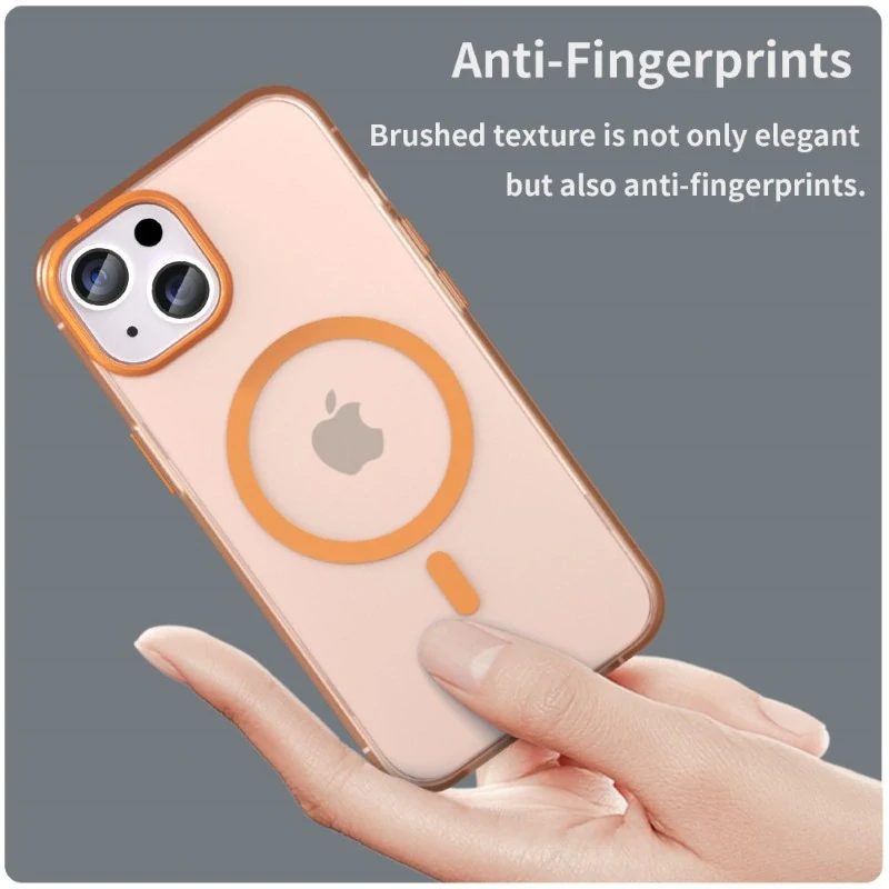 Kryt na iPhone 14 gumový Candy (podpora MagSafe) oranžový